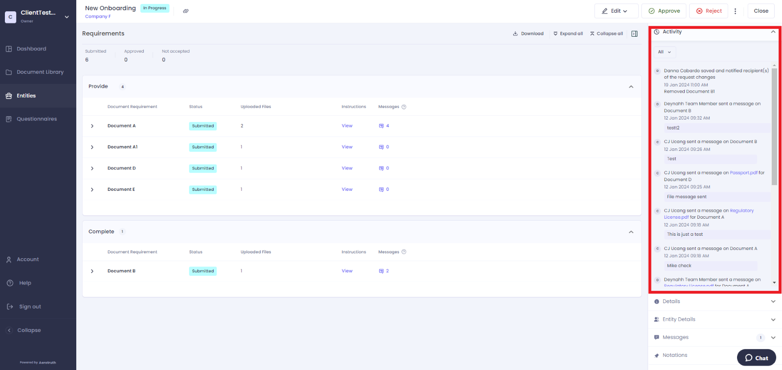 Detailed activity tracking on document requests – Aerotruth Knowledgebase